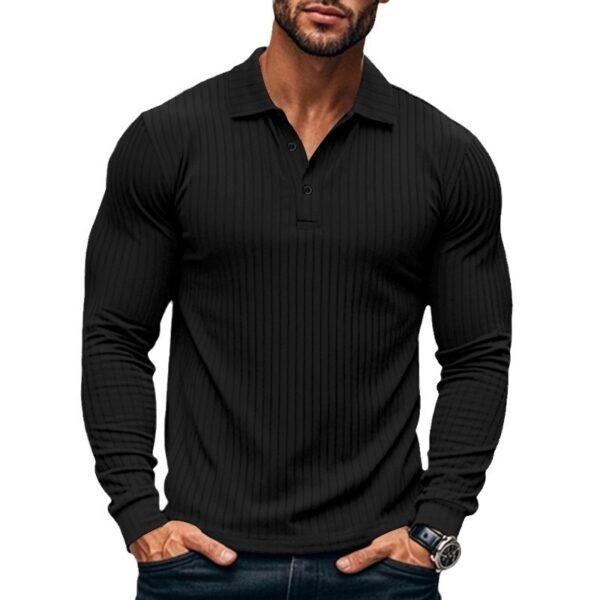 Men's Classic Casual American Lapel Button Long Sleeve - Image 2