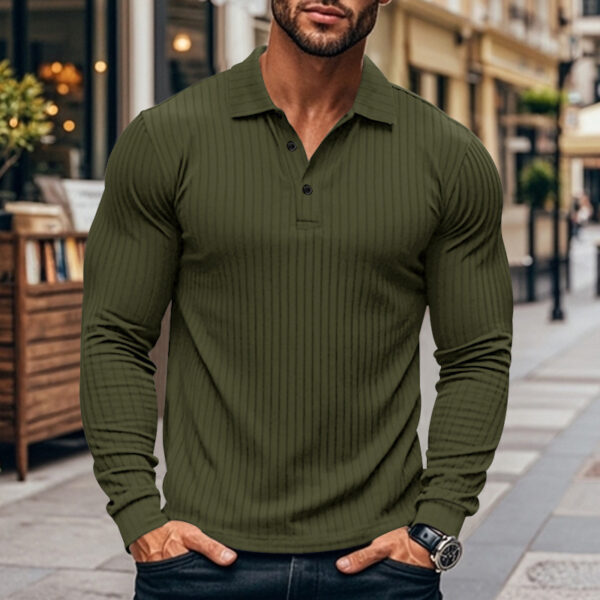 Men's Classic Casual American Lapel Button Long Sleeve - Image 6