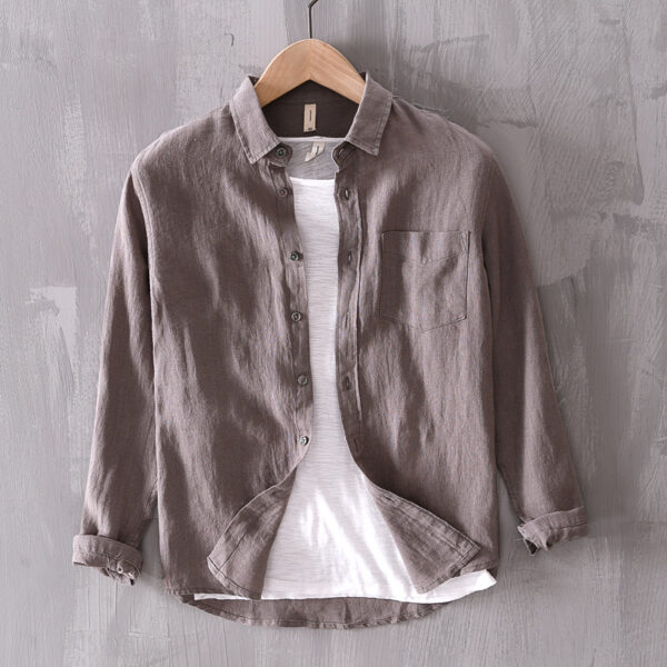 Cotton And Linen Men's Long-sleeved Casual Shirt - Image 4