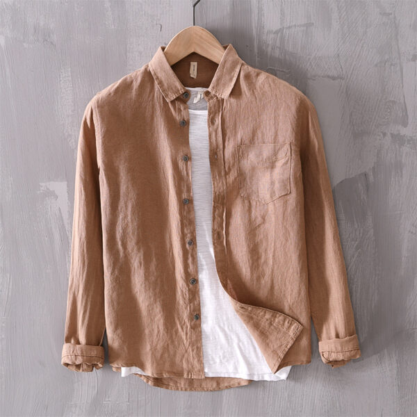 Cotton And Linen Men's Long-sleeved Casual Shirt - Image 6
