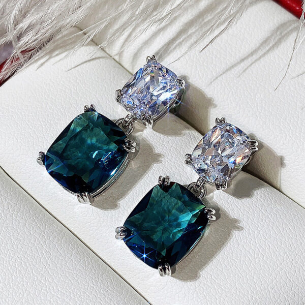 Oversized Square Diamond Zircon Earrings For Women - Image 5