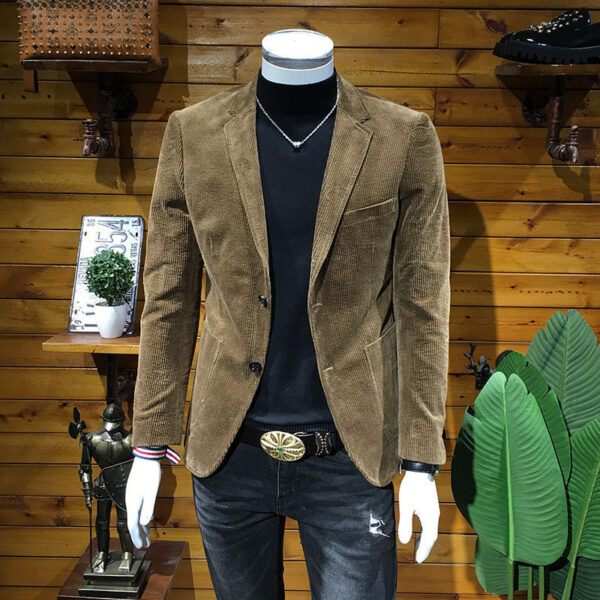Corduroy Suit Men's Business Slim Fit Casual Small Suit - Image 5