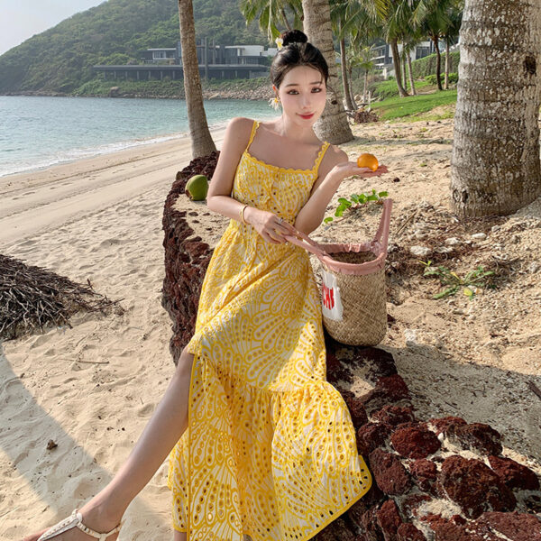 Waist Slimming Vacation Style Beach Dress Summer - Image 8