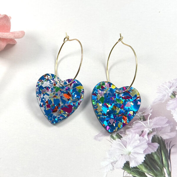 Three-layer Heart Shaped Love Earrings Simple Pendant Acrylic - Image 7