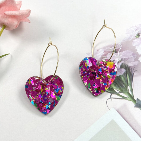Three-layer Heart Shaped Love Earrings Simple Pendant Acrylic - Image 2
