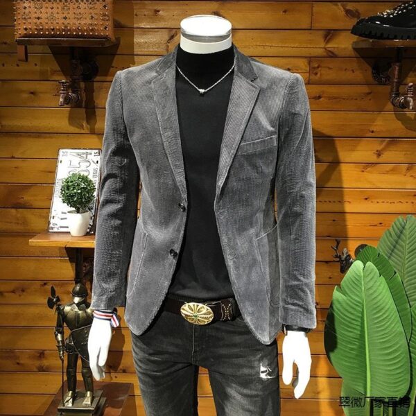 Corduroy Suit Men's Business Slim Fit Casual Small Suit - Image 4