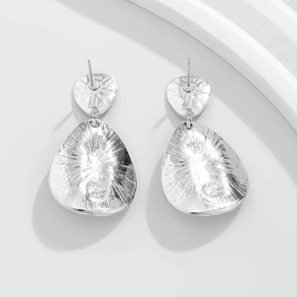 Drop-shaped Micro-inlaid Turquoise Pleated Ear Studs - Image 3