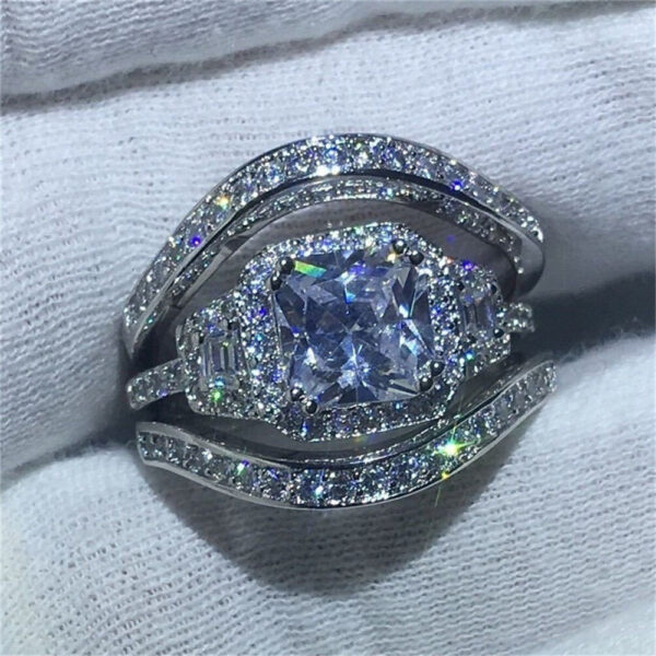Fashion Ring Set Full Diamond Zircon Ring - Image 3