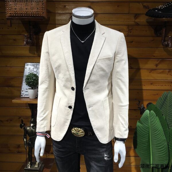 Corduroy Suit Men's Business Slim Fit Casual Small Suit - Image 8