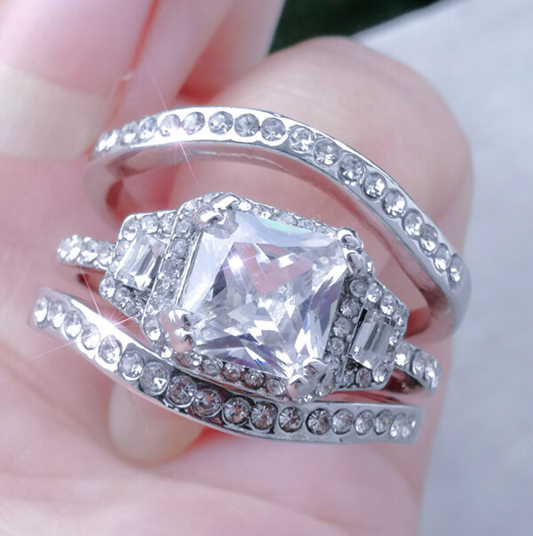 Fashion Ring Set Full Diamond Zircon Ring - Image 2