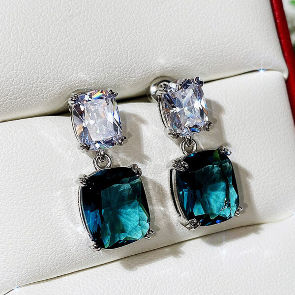 Oversized Square Diamond Zircon Earrings For Women - Image 2