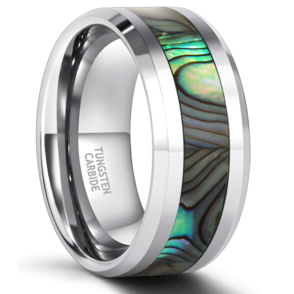 Inlaid Shell Wide Face Unisex Ring - Image 3