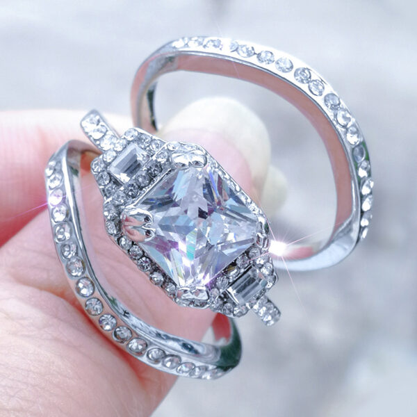Fashion Ring Set Full Diamond Zircon Ring - Image 4