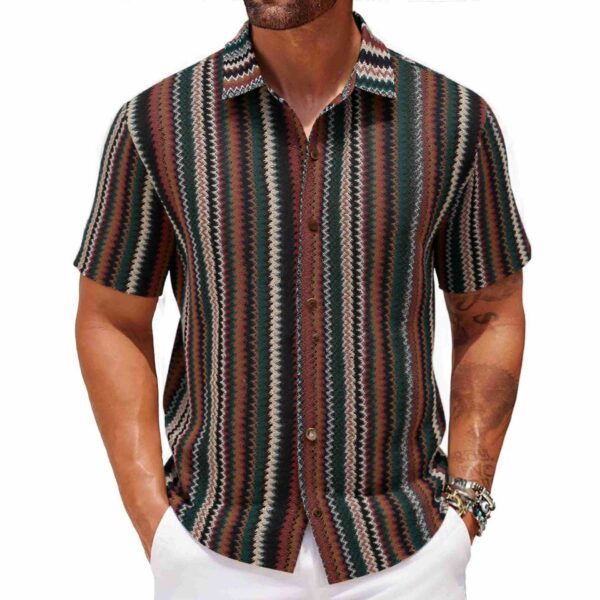 Summer New Men's Ethnic Style Striped Shirt - Image 2