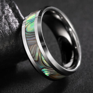 Inlaid Shell Wide Face Unisex Ring