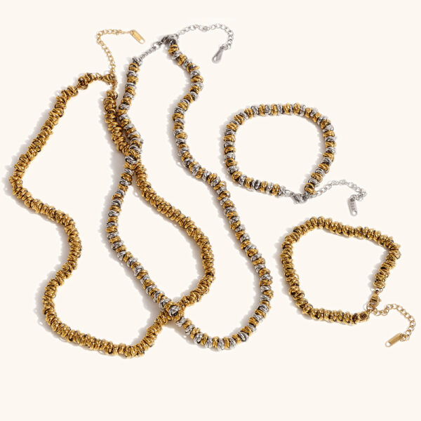 Women's Simple Niche Design Necklace Two-tone Ring Bracelet - Image 4