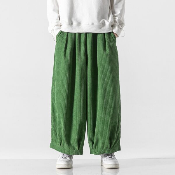 Men's Plus Size Hong Kong Style Loose Casual Japanese Workwear Corduroy Harem Wide-leg Trousers Tide - Image 8