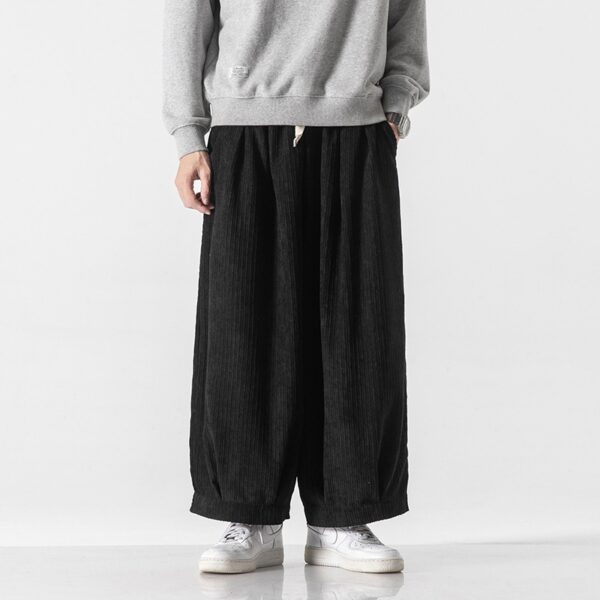 Men's Plus Size Hong Kong Style Loose Casual Japanese Workwear Corduroy Harem Wide-leg Trousers Tide - Image 4
