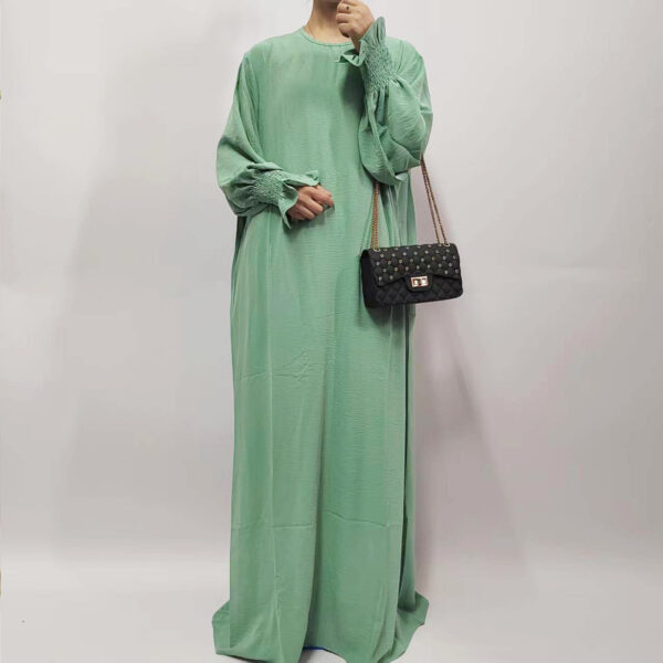 Women's Loose Solid Color Bell Sleeve Dress - Image 7