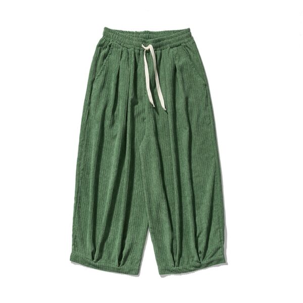 Men's Plus Size Hong Kong Style Loose Casual Japanese Workwear Corduroy Harem Wide-leg Trousers Tide - Image 2