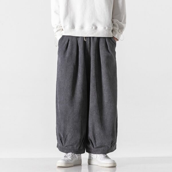 Men's Plus Size Hong Kong Style Loose Casual Japanese Workwear Corduroy Harem Wide-leg Trousers Tide - Image 7