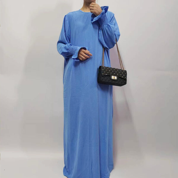 Women's Loose Solid Color Bell Sleeve Dress - Image 3