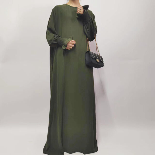 Women's Loose Solid Color Bell Sleeve Dress - Image 5