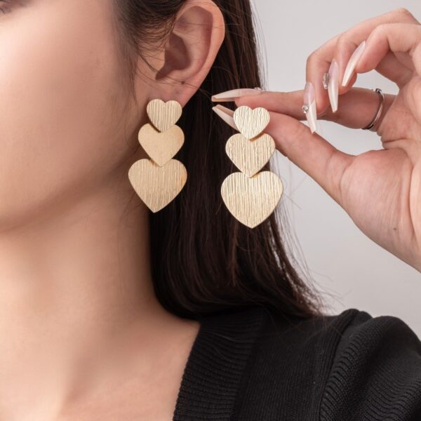 Three-layer Heart Shaped Love Earrings Simple Pendant Acrylic - Image 9