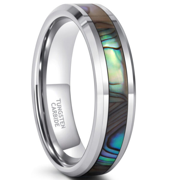 Inlaid Shell Wide Face Unisex Ring - Image 2