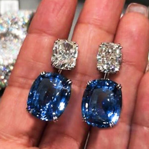 Oversized Square Diamond Zircon Earrings For Women - Image 3