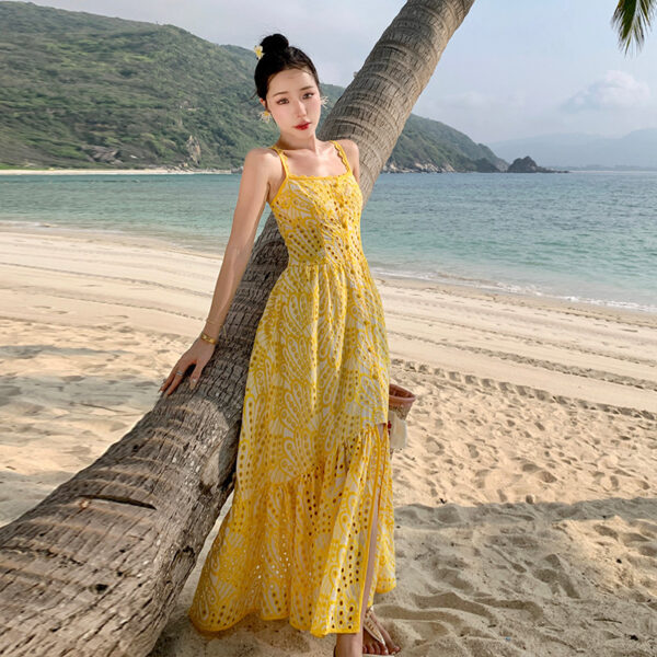 Waist Slimming Vacation Style Beach Dress Summer - Image 3