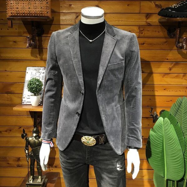 Corduroy Suit Men's Business Slim Fit Casual Small Suit - Image 7