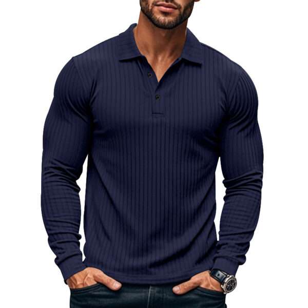 Men's Classic Casual American Lapel Button Long Sleeve - Image 10