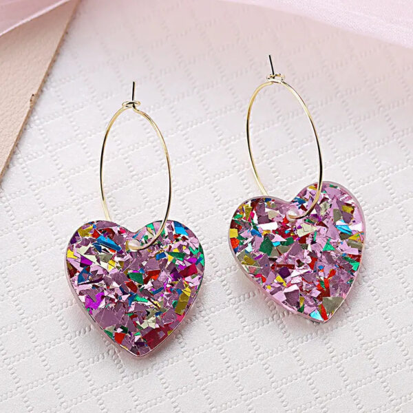 Three-layer Heart Shaped Love Earrings Simple Pendant Acrylic - Image 10