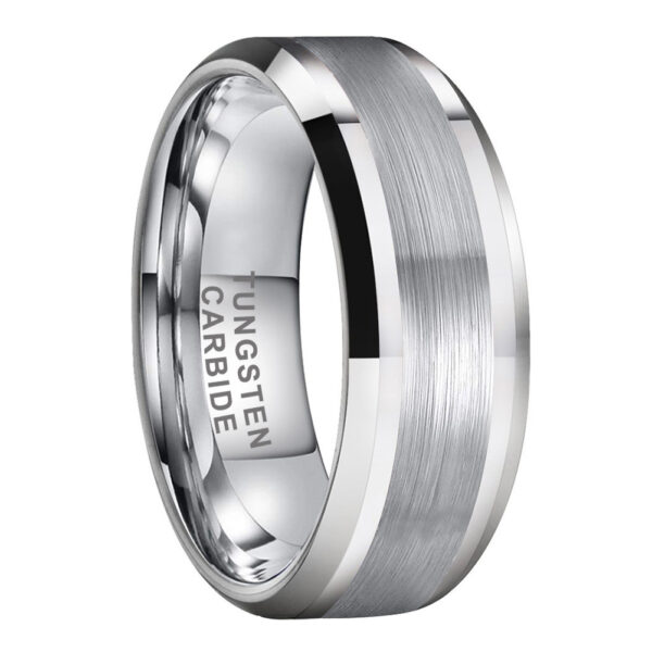 Tungsten Steel Primary Color Chamfering Pull Middle Sand High Quality European And American Fashion Ring - Image 3