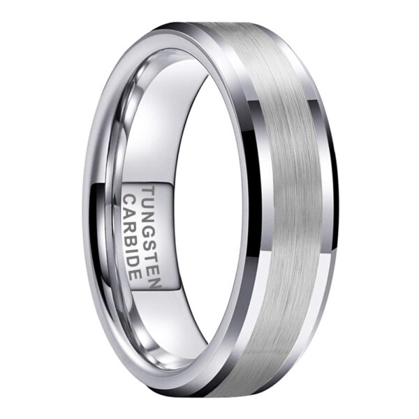 Tungsten Steel Primary Color Chamfering Pull Middle Sand High Quality European And American Fashion Ring - Image 2
