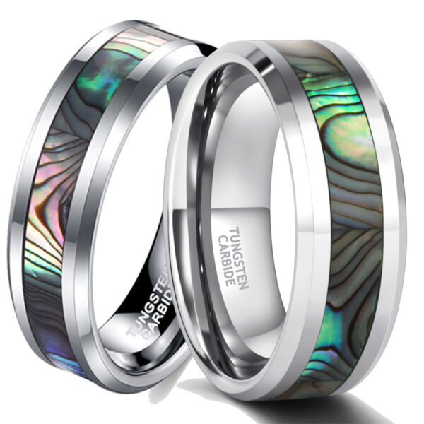 Inlaid Shell Wide Face Unisex Ring - Image 4