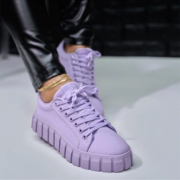 Lace-up Canvas Shoes Summer Round Toe Platform Single Shoes For Women Sneakers - Image 8