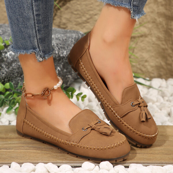 Women's Round Head Loafers Fashion Non-slip Soft Comfortable Flats Shoes - Image 9